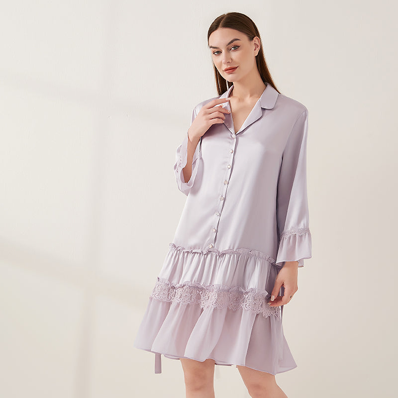 Ruffled lace princess nightdress