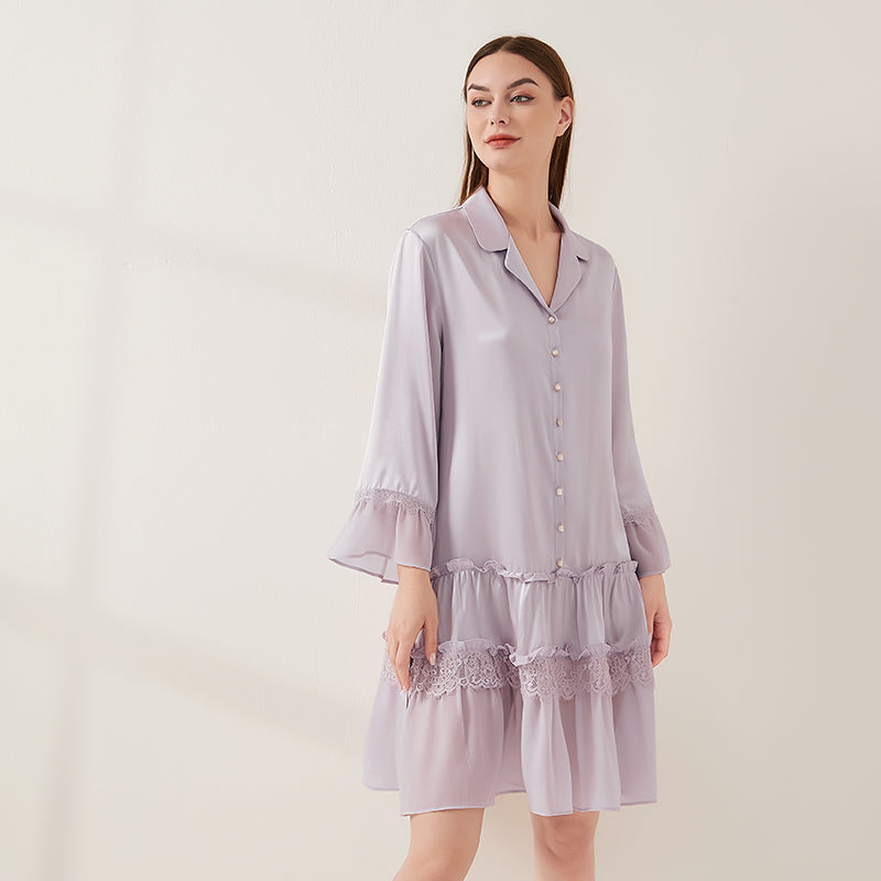 Ruffled lace princess nightdress