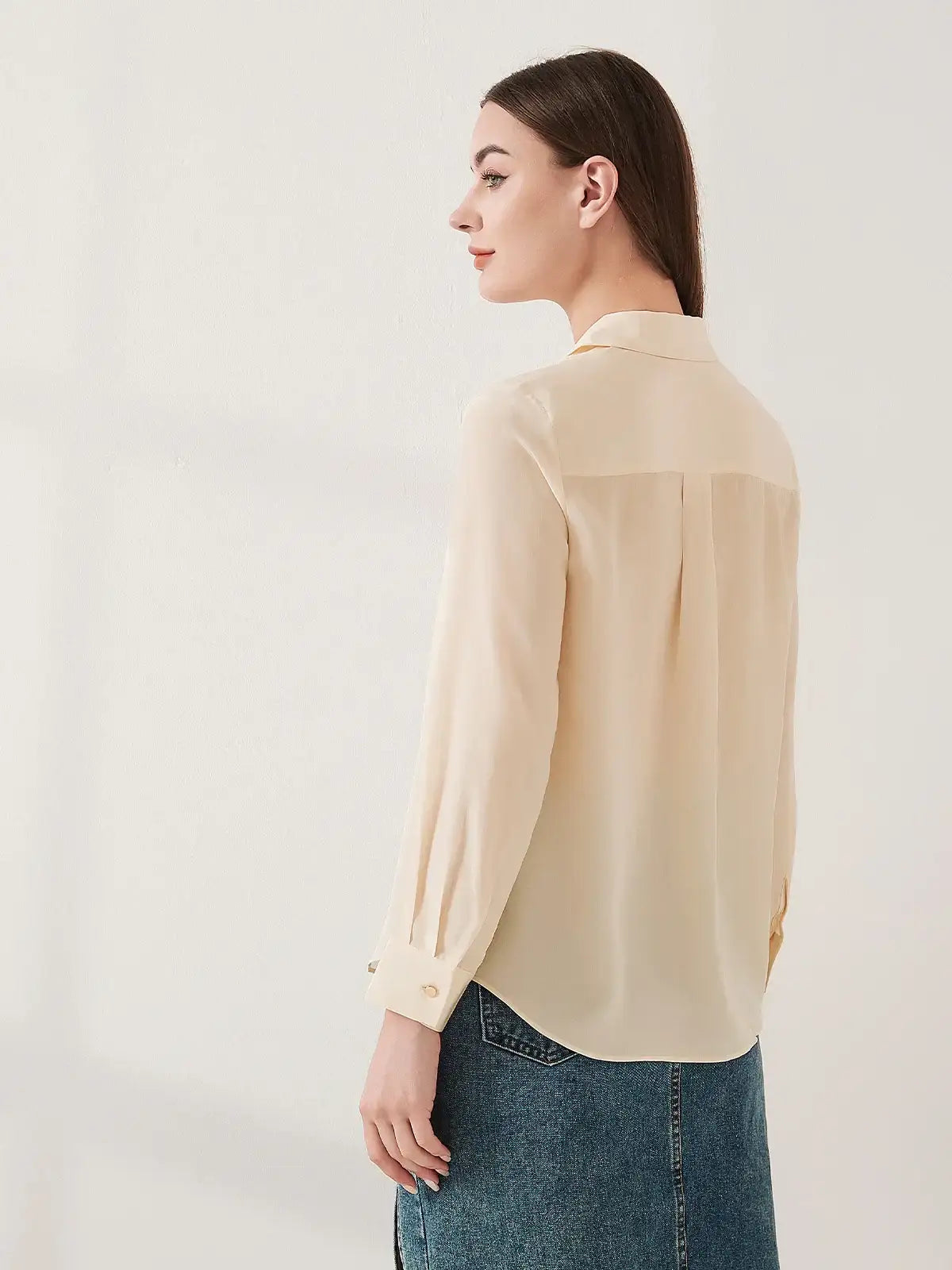 Simple silk crepe de chine shirt with concealed buttons - JANCESILK