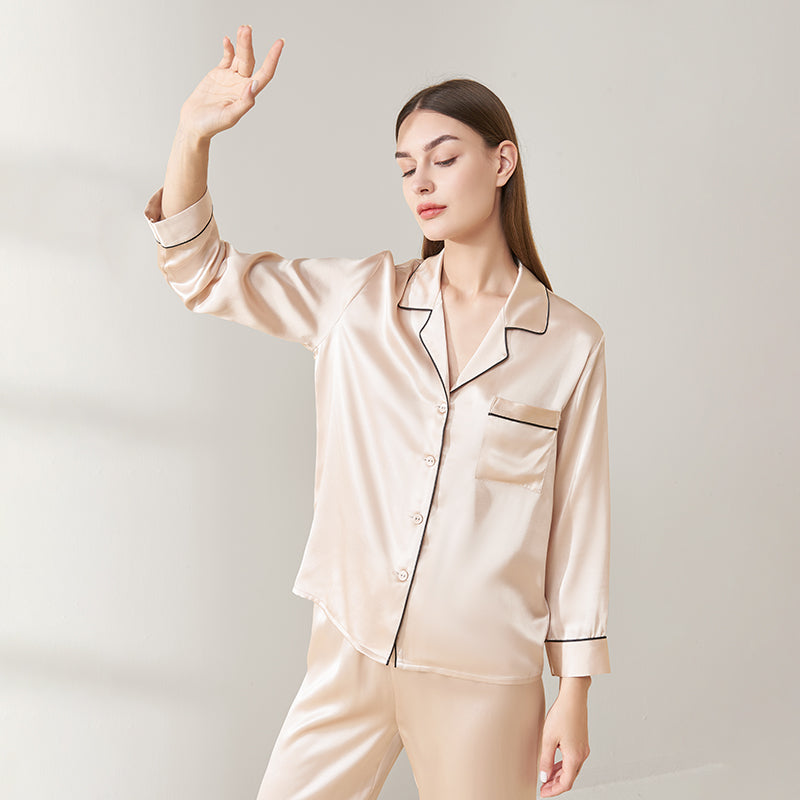 Classic Silk Long Sleeve Long Pants Pajama Set