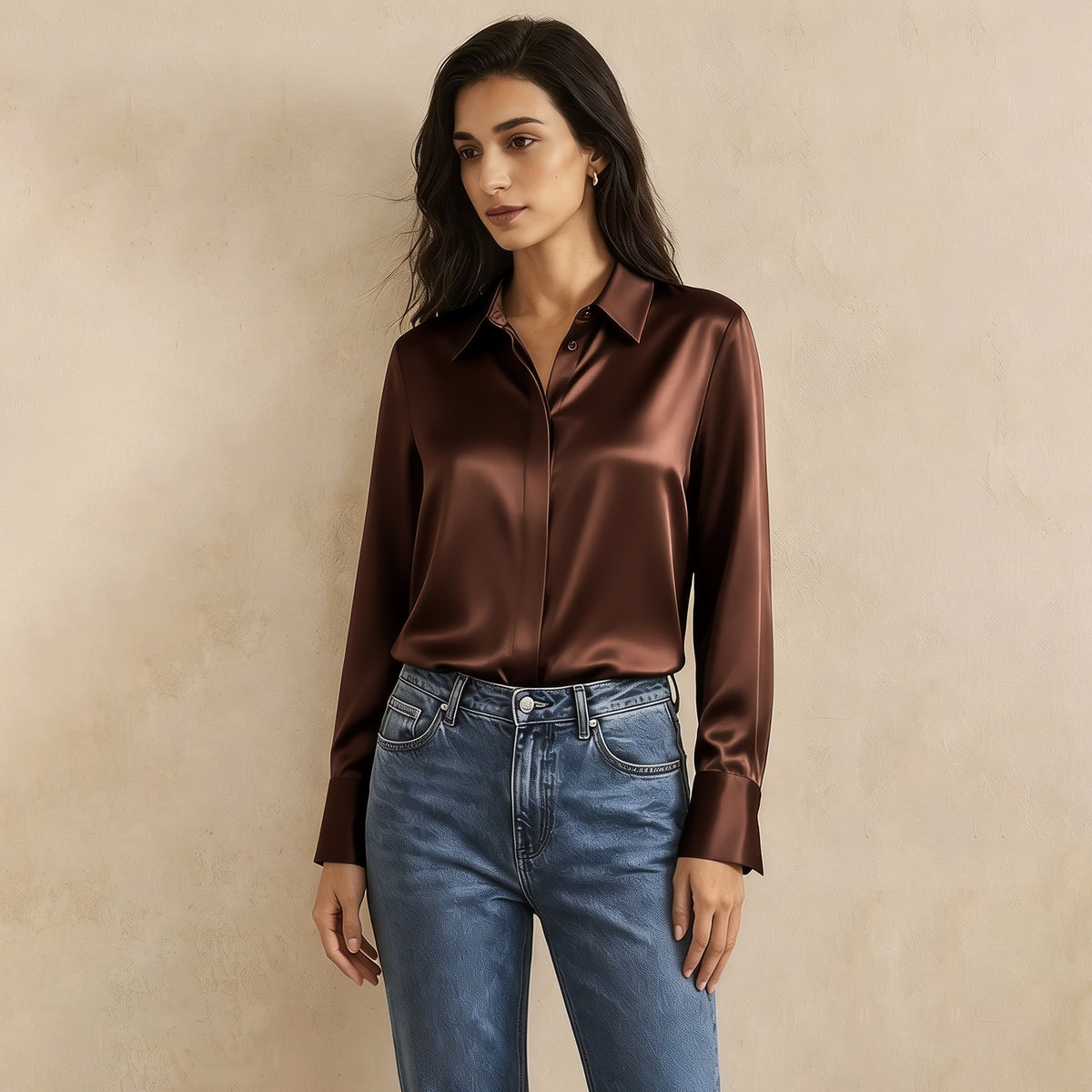 Versatile Elegance Stretch Silk Blouse