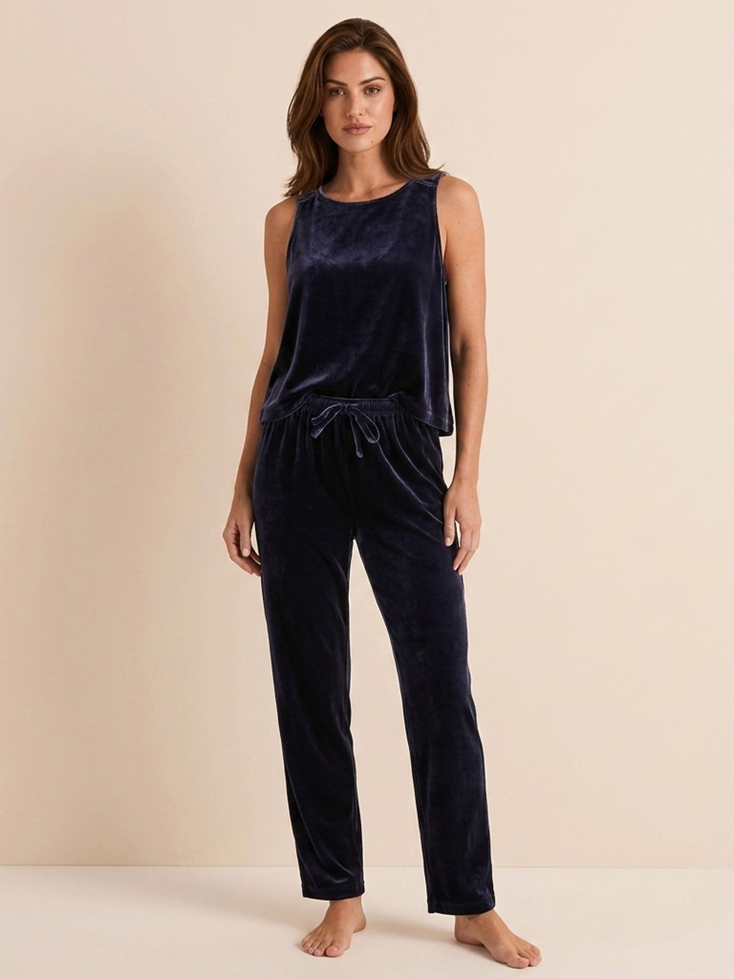 Silk Velvet Vest Set#color_Deep Purple