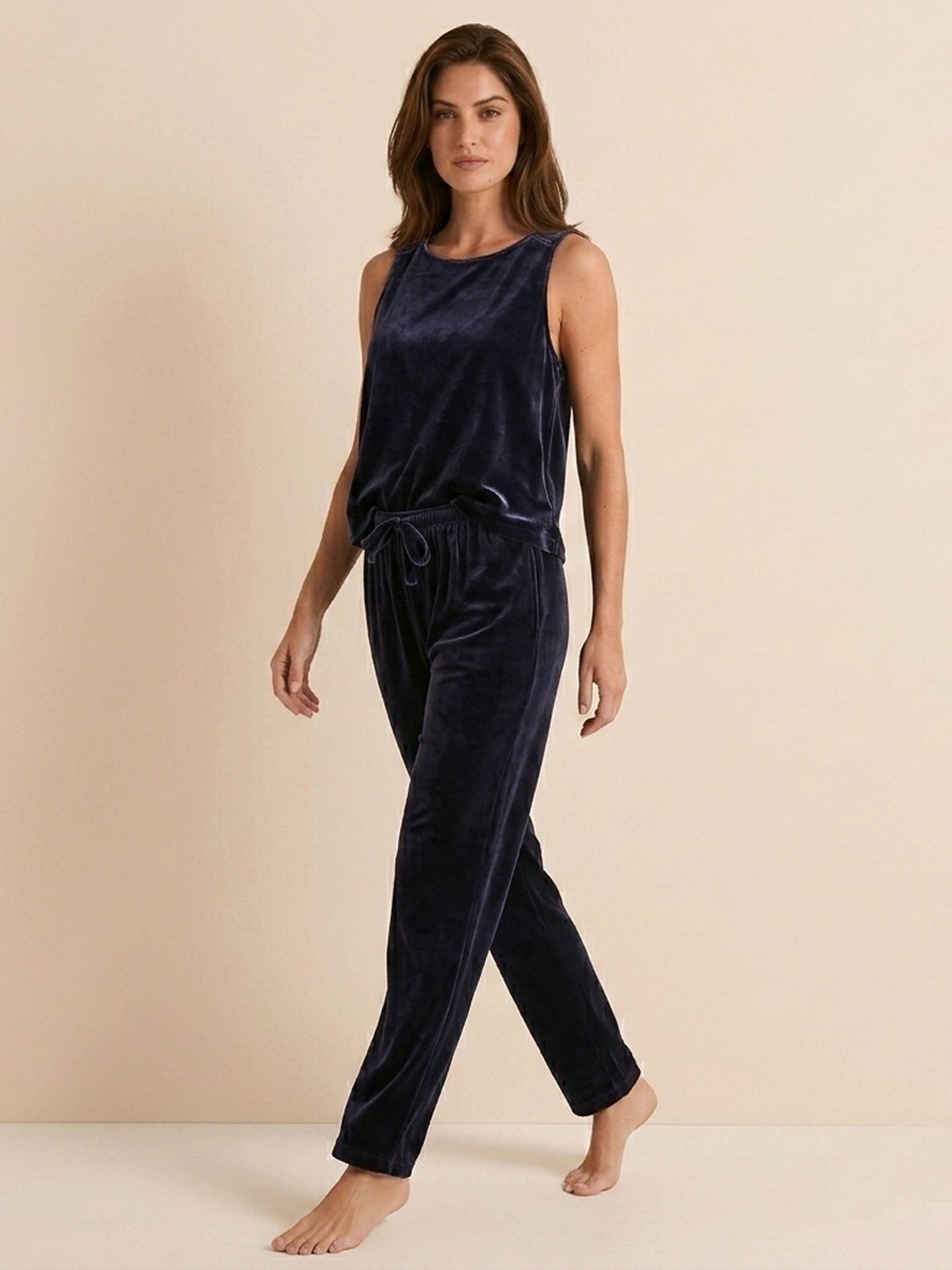 Silk Velvet Vest Set#color_Deep Purple