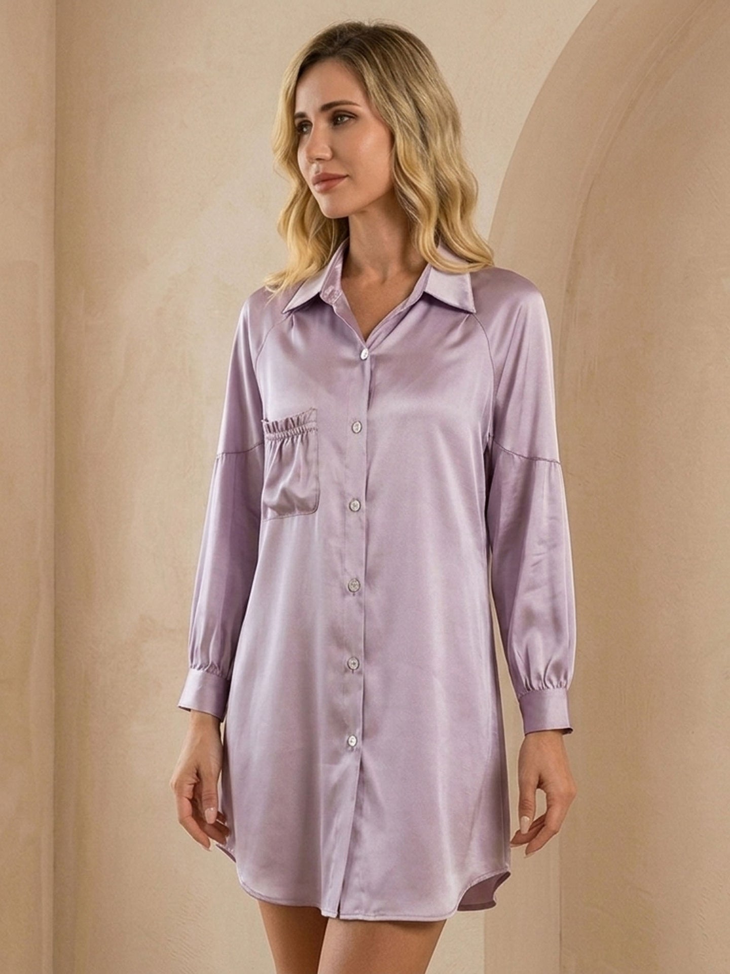 Pleated shirt dress - JANCESILK