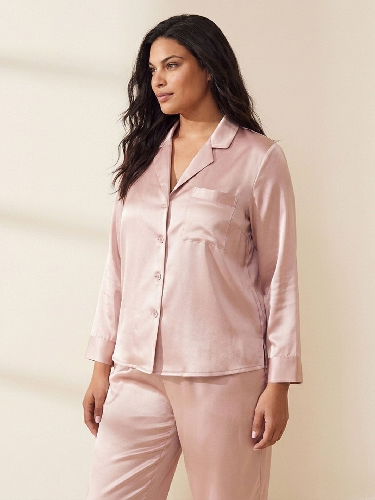 30 Momme Super Heavy Temperament Long Sleeve Trousers Set #color_Blush Pink