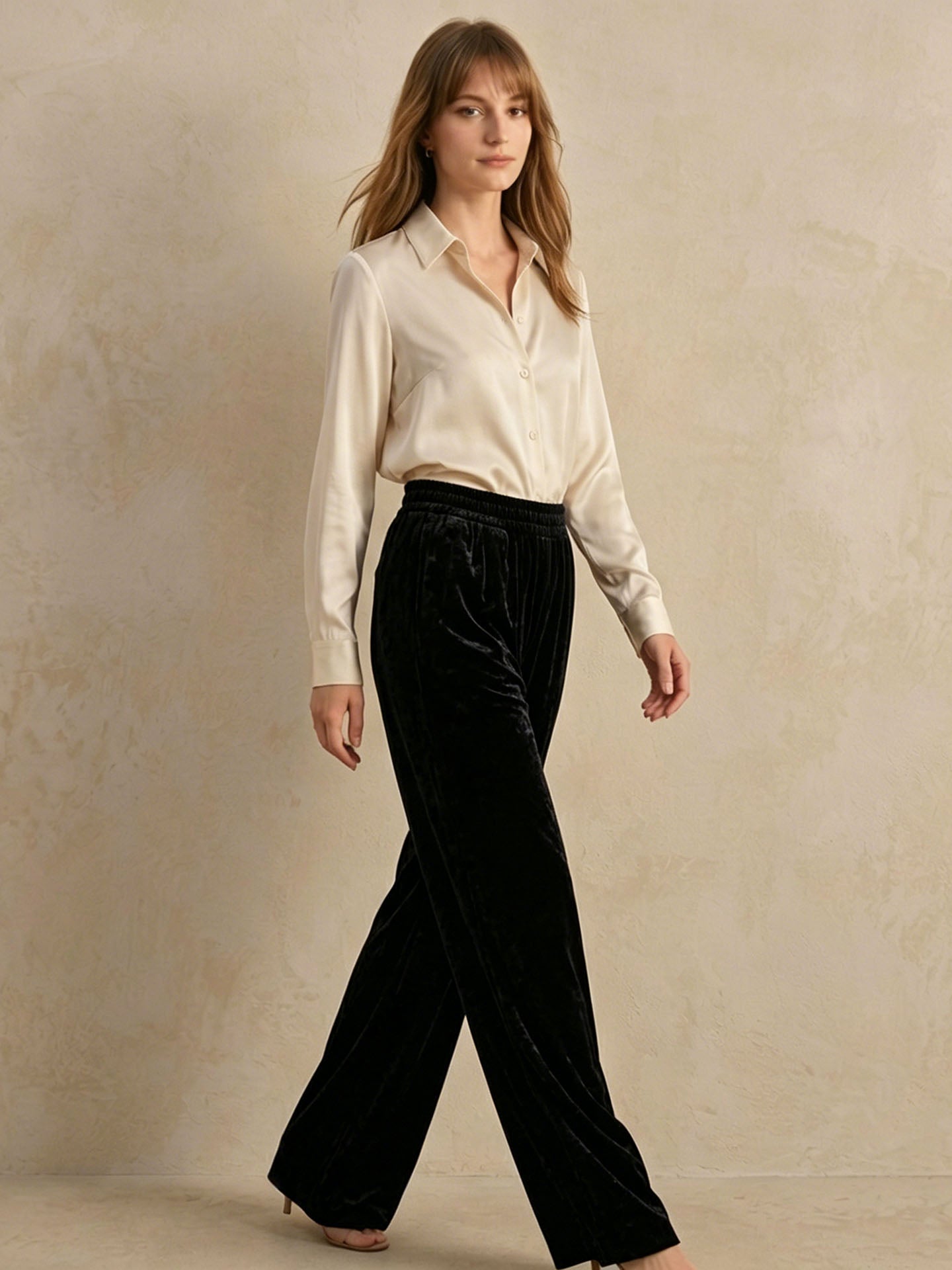 Silk Velvet Trousers#color_Black