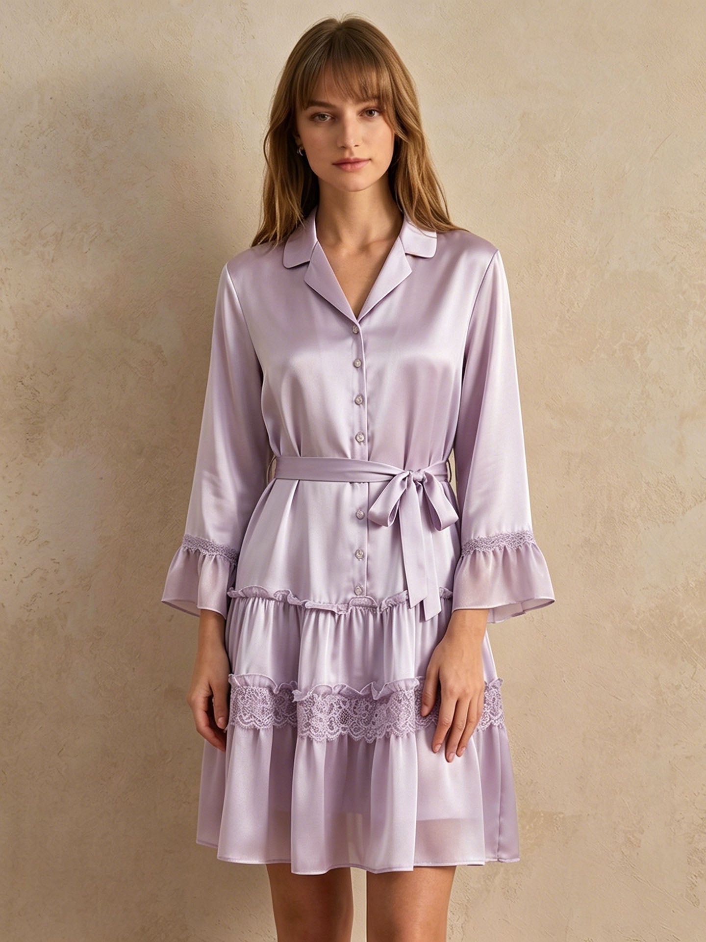 Ruffled lace princess nightdress #color_Lilac