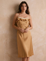 Sexy hollow back suspender skirt #color_Brownish Red