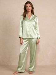 Classic Silk Long Sleeve Long Pants Pajama Set
