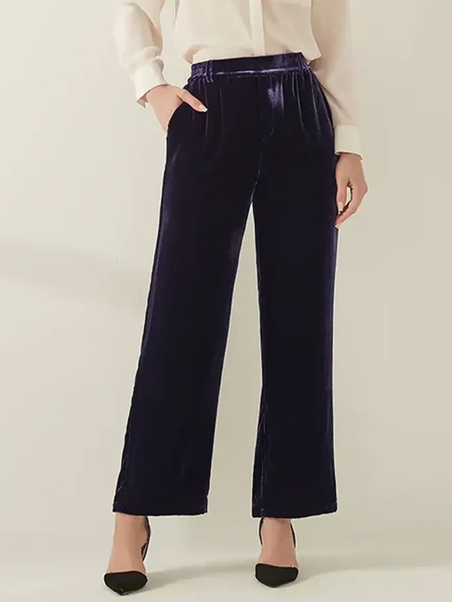 Silk Velvet Trousers#color_Deep Purple