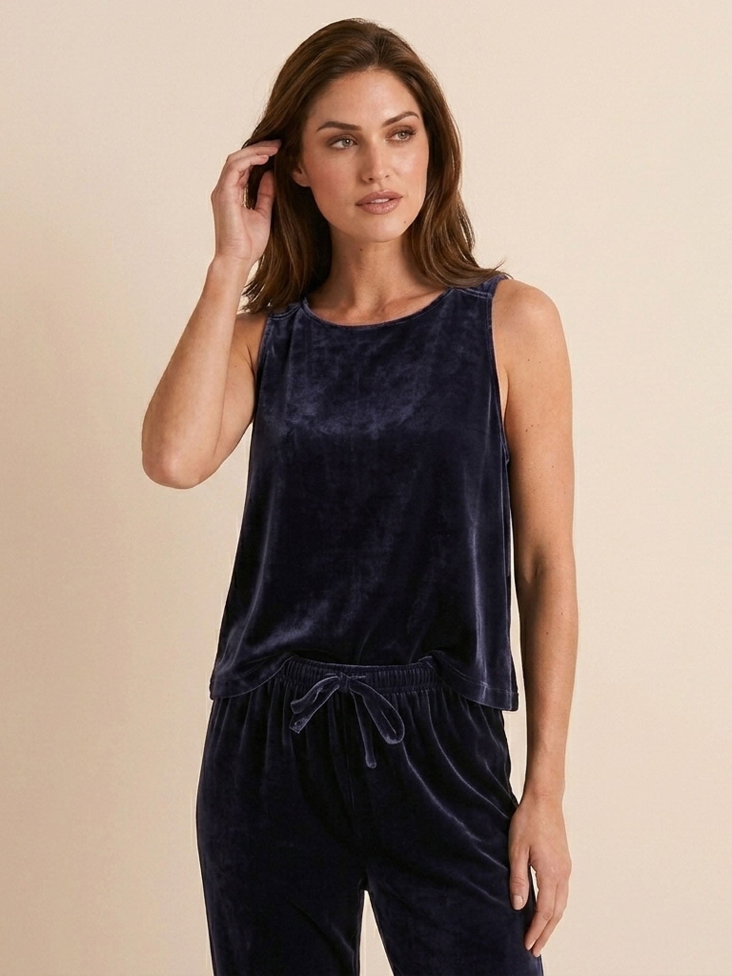 Silk Velvet Vest Set#color_Deep Purple
