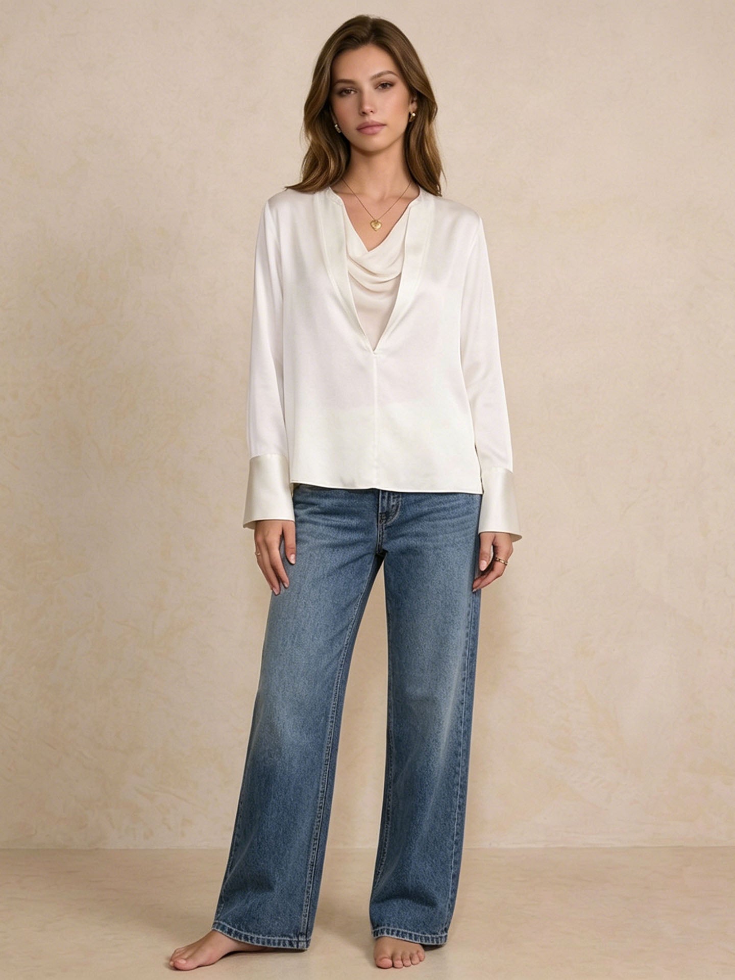 Elegant Layered Mulberry Silk Blouse#color_White