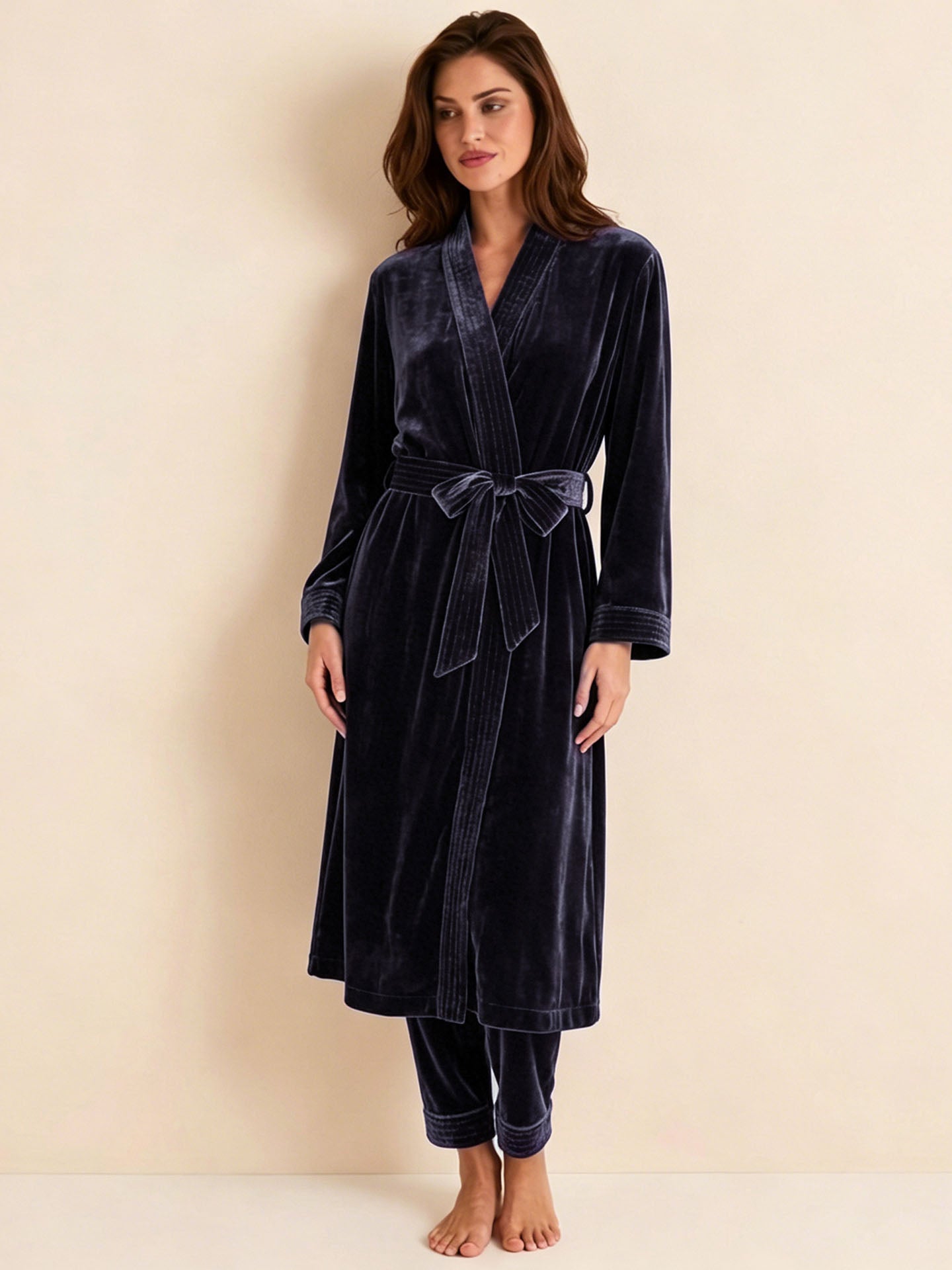 Silk Velvet Robe #color_Dark Purple