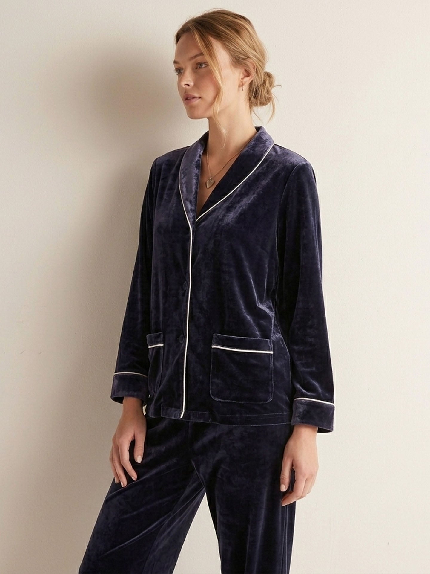 Velvet Shawl Collar Long Sleeve Trousers Suit#color_Deep Purple