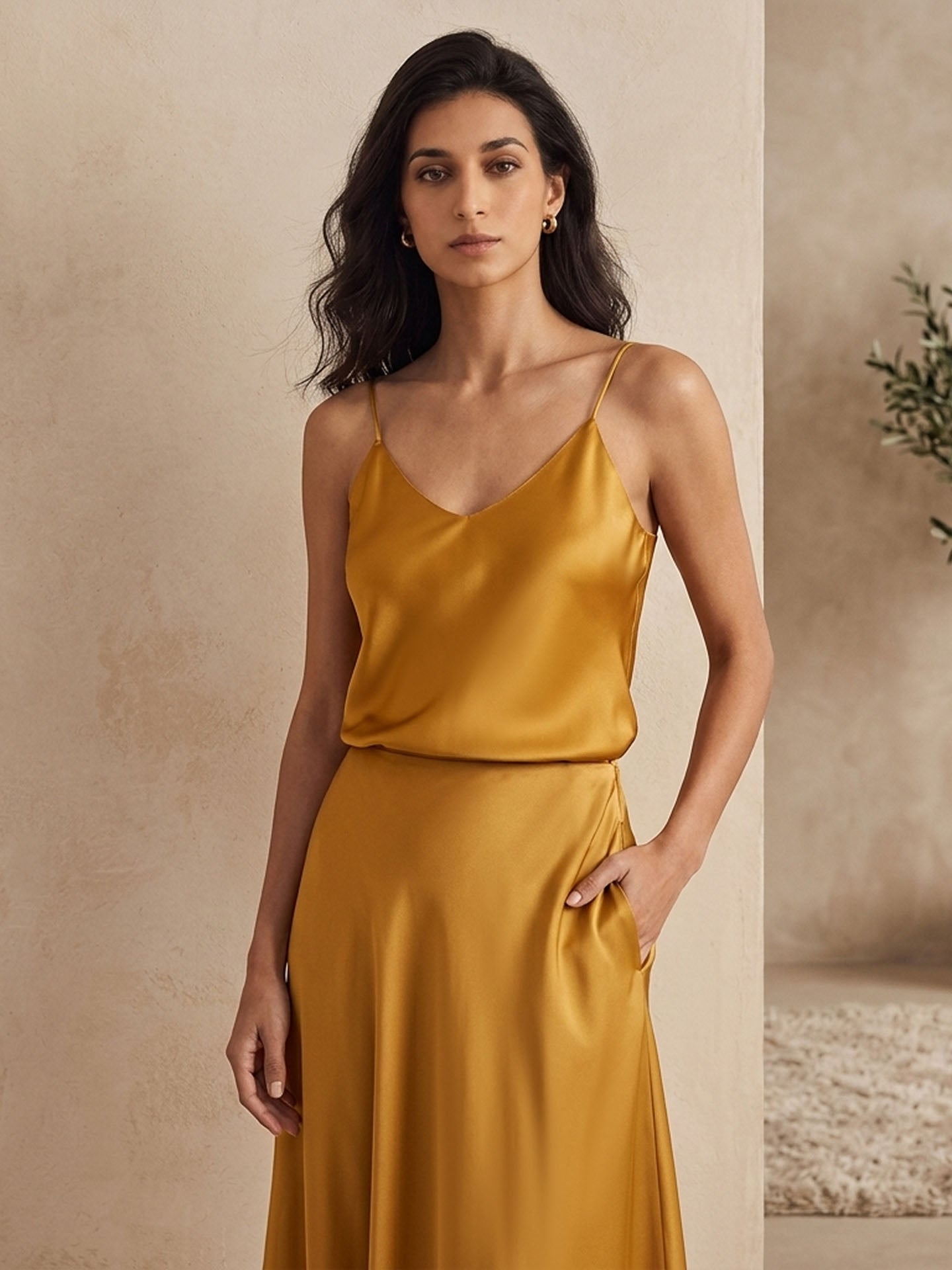 Silk Stretch Satin Camisole Top
