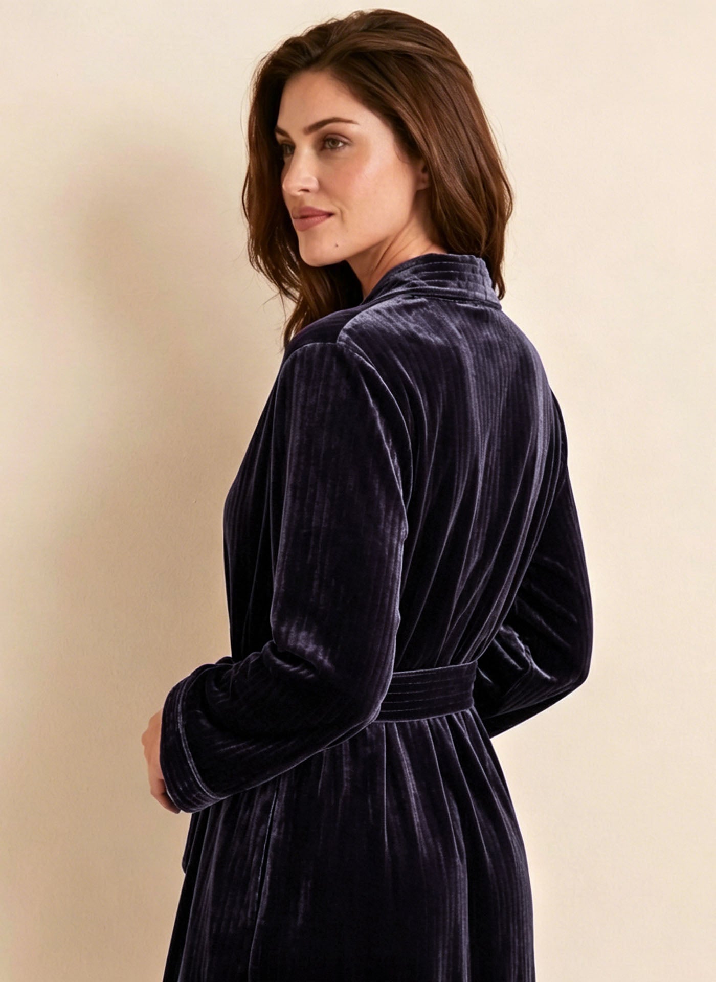 Silk Velvet Robe #color_Dark Purple