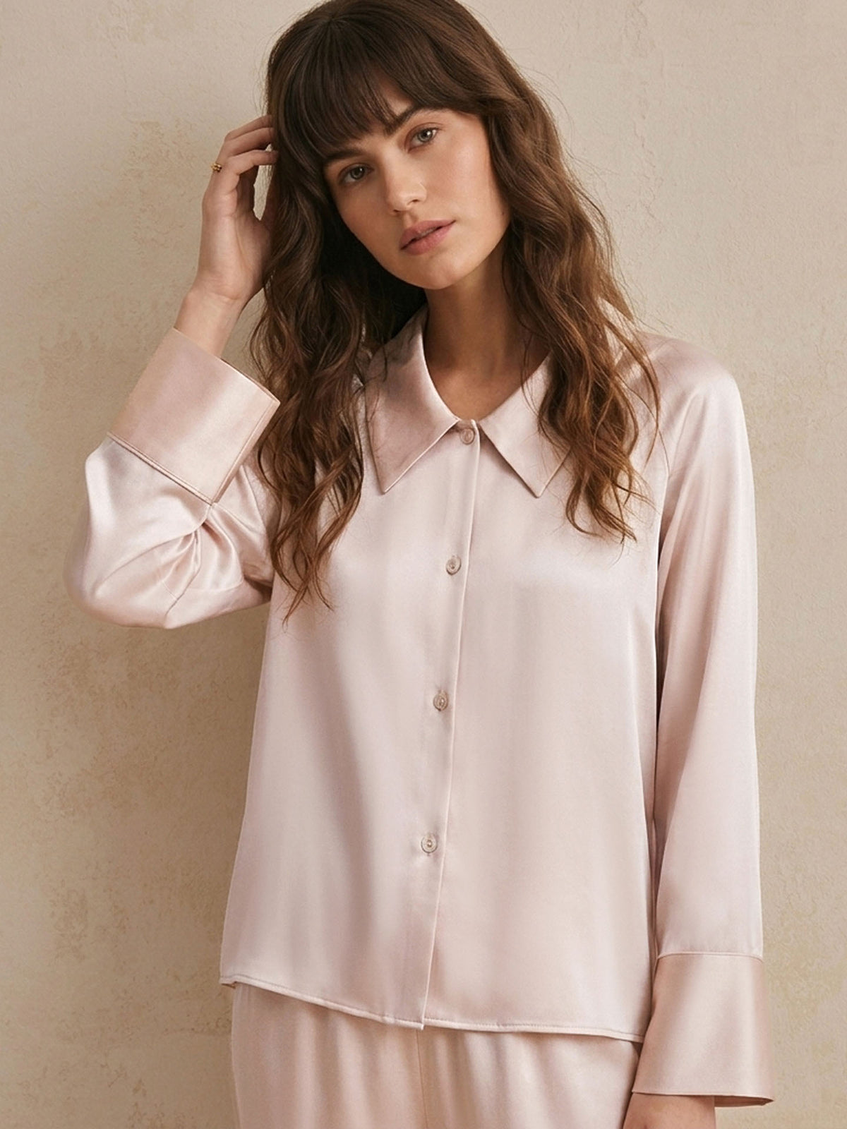 Raglan long sleeve trousers suit#color_Blush Pink