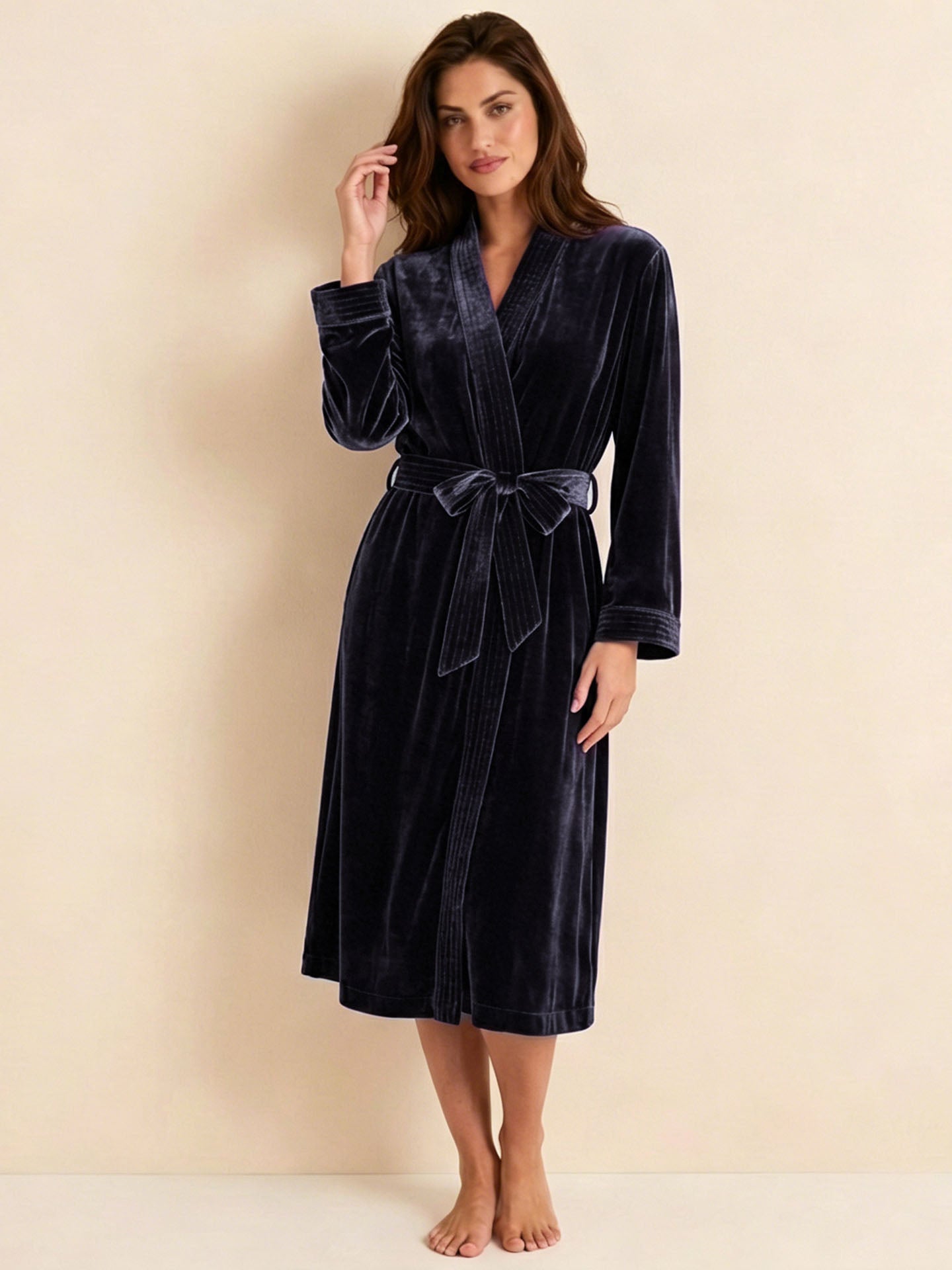 Silk Velvet Robe #color_Dark Purple