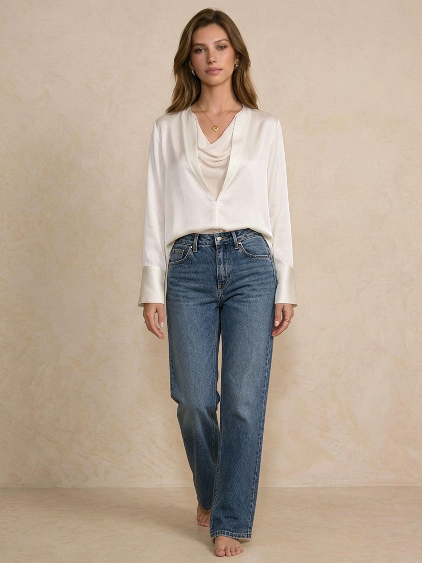 Elegant Layered Mulberry Silk Blouse#color_White