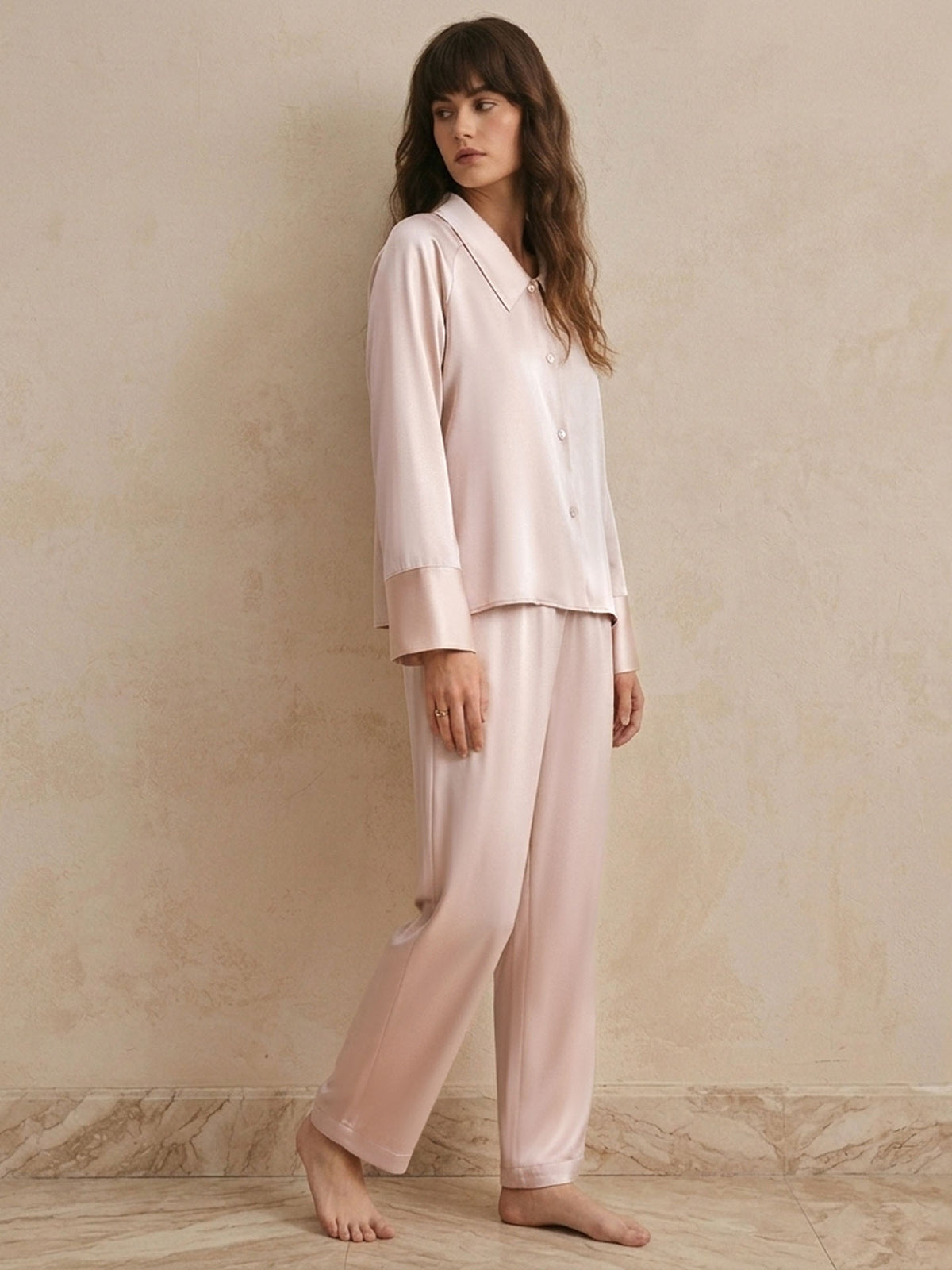 Raglan long sleeve trousers suit#color_Blush Pink