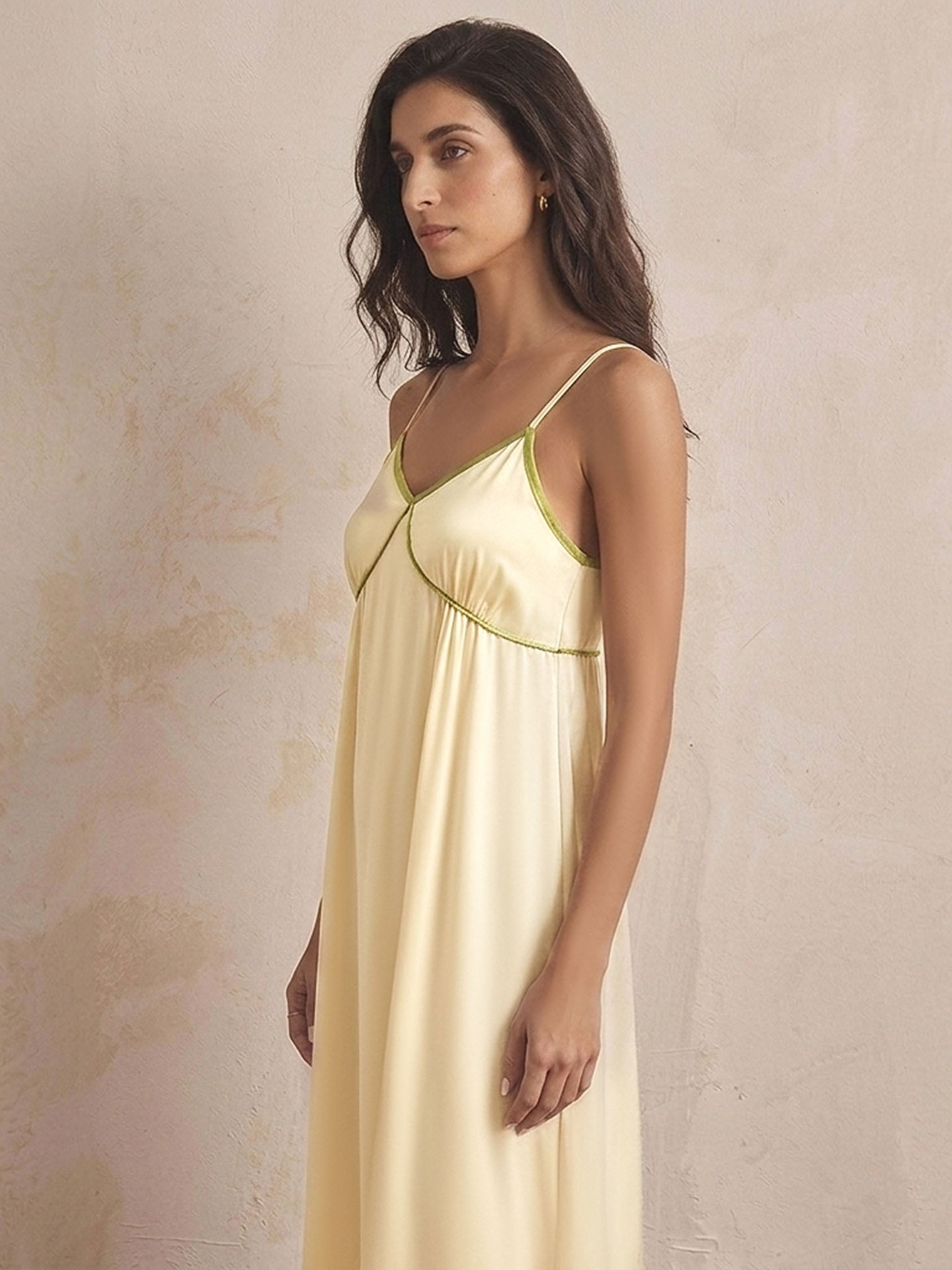 Loose-fitting_A-line_Comfortable_Slip_Dress#color_Lime Green