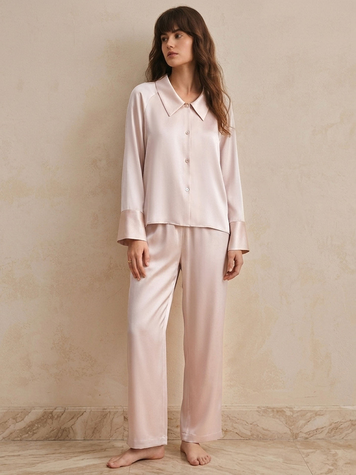 Raglan long sleeve trousers suit#color_Blush Pink