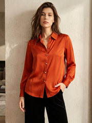 Stretch silk double joe shirt#color_Rust