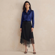 22 Momme Silk Lace Wrap Skirt#color_Black